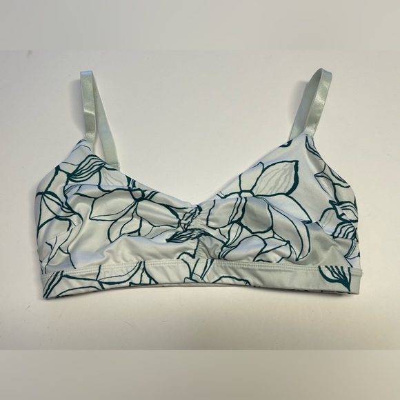 JoyLab Ruched White/Blue Floral Print Comfort Twist Back Sports‎ Bra size XS - Picture 4 of 11